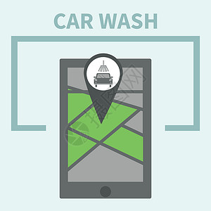洗车店铺图标平板元件设计洗车插画