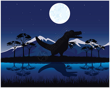 白垩关于自然的恐龙插画