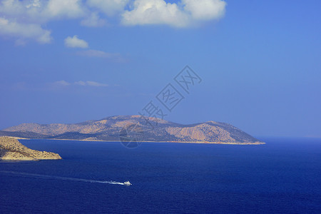 罗德岛希腊群岛海岸地平线天空岩石蓝色背景