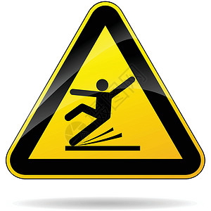 三角警告湿地板三角黄色标志设计图片