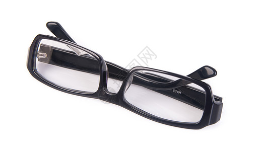眼睛眼镜 背面的眼眼镜框架手表白色药品镜片塑料光学背景图片