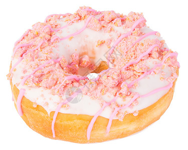 甜甜圈在背景上的甜甜圈垃圾粉色食物圆形早餐巧克力小雨甜点小吃面包背景图片