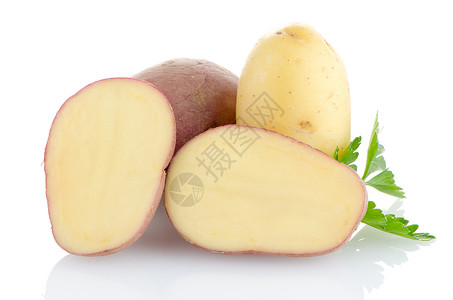 红片土豆红色蔬菜白色根菜背景图片