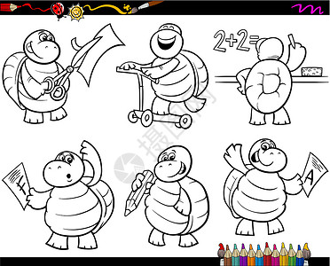 4a级景区学校海龟图集漫画彩色页面设计图片