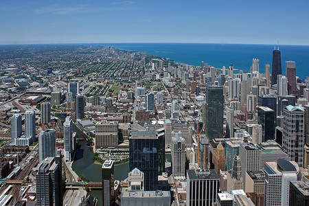 芝加哥空中观察摩天大楼市中心天线建筑学建筑景观天际城市场景文明背景图片