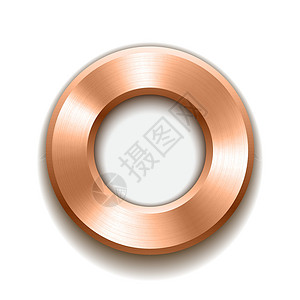 黄铜戒指带有金属质地的铜甜甜圈按钮模板设计图片