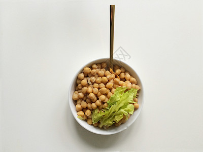 鹰嘴豆碗营养服务纤维绿色沙拉豆类金子小吃货食物午餐背景图片