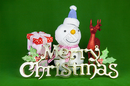 圣诞雪人彩灯摄影雪花圣诞礼物丝带水平饰品驯鹿背景图片