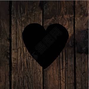 黑色木板木质纹理上的心脏符号木板洗手间黑色插画
