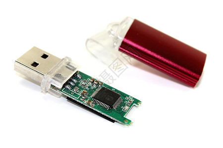 USB闪存盘红色USB闪光驱动器备份安全电脑验证店铺数据硬件服务驾驶媒体背景