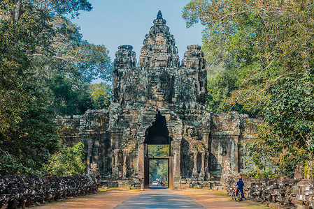 高棉语柬埔寨寺庙佛教徒宗教考古学旅行名胜游客建筑学风景废墟背景