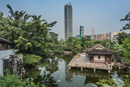 香港高塔庙池九龙墙城公园背景图片