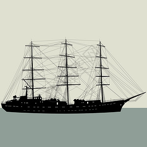 在桅杆上在白色背景中孤立的轮船轮底拖风车绘画历史血管绳索旅行古董帆船木板水手桅杆插画