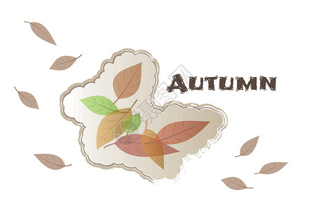 秋天框秋天叶子黄色标签绿色坡度棕色红色商业卡片创造力设计图片