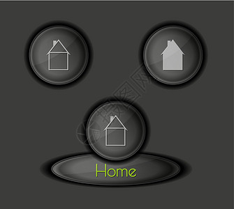 带有房子的按钮电脑主页互联网销售建筑网络财产插图阴影白色背景图片