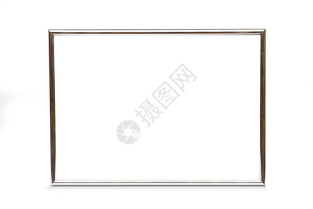 白色背景上孤立的相片框架艺术空白照片金子边界绘画木头画廊背景图片
