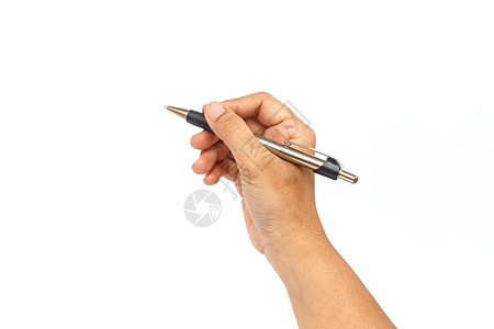 白色背景上孤立的手持笔草图铅笔办公室合同推介会文档教育红色绘画笔记背景图片