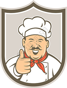 厨师快乐的缩略图食品艺术品工人微笑帽子男人波峰男性插图背景图片