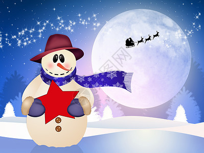 圣诞夜卡通片明信片插图庆典景观季节新年背景图片