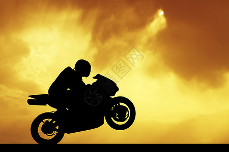 骑自行车的男人运动自由太阳日落摩托车车辆插图发动机旅行运输背景图片