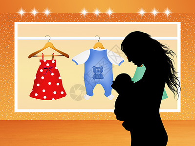 婴儿服装商店购物孕妇装衣服店铺女性孕产婴儿车女孩怀孕女士背景图片