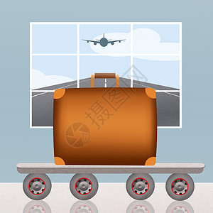 登入行李飞机场出港游客手提箱管制旅行托运门票海关机场背景图片