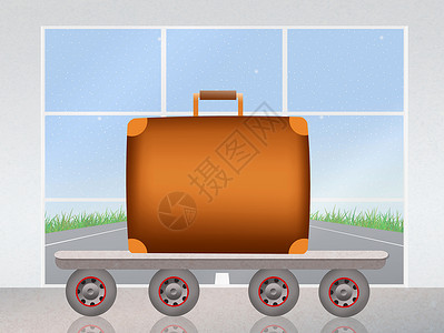 登入行李旅行管制插图出港托运手提箱门票海关机场游客背景图片