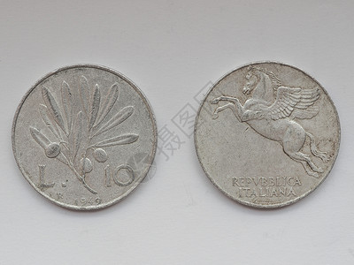 意大利旧硬币货币里拉商业现金背景图片