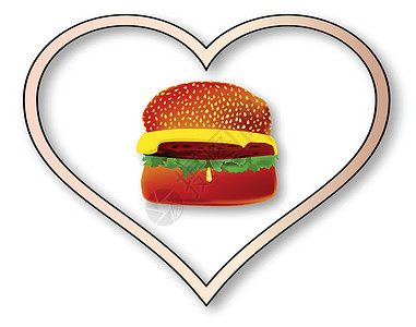 裸心堡爱情汉堡芝士素食艺术艺术品包子插图食物黑芝麻火腿绘画插画