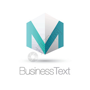 信封M在一个盒子中标识白色创造力公司插图力量身份蓝色品牌蓝绿色背景图片