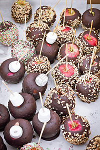 糖苹果巧克力糖果食物坚果市场装饰水果棉花图片