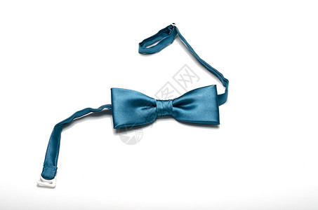 蓝弓领带衣服仪式头发乐队蓝色丝带丝绸礼物庆典白色背景图片