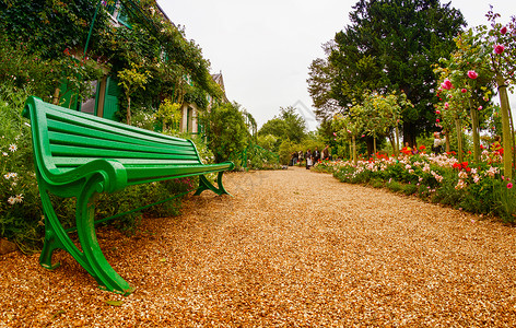 弗莱斯兰法国阿特兰尼莫内宫著名花园花朵艺术家植物群树木季节人行道房子历史植物学地标背景