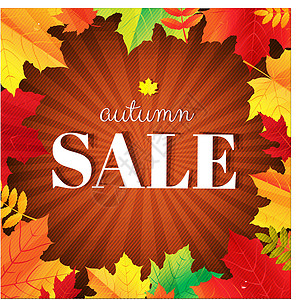 秋天销售布斯特海报 有叶子背景图片
