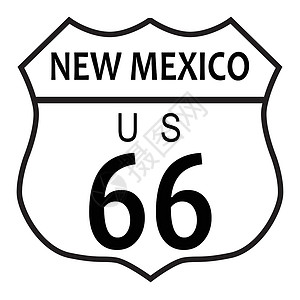 美国一号公路新墨西哥州66号公路绘画黑色街道白色交通插图插画