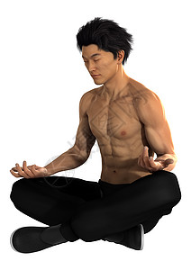 亚裔人精神身体肌肉姿势男人活力沉思祷告闲暇健康背景图片