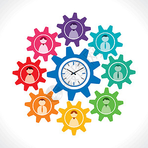 按时服药带有时钟概念的人的图标 人们按时工作的概念设计图片