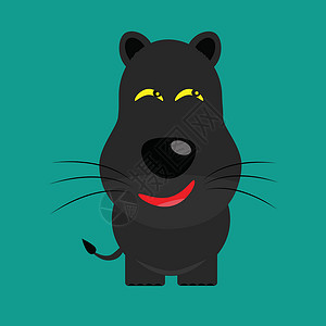 狡猾的黑豹长龙字符动物园大猫黑色荒野卡通片插图野生动物婴儿艺术动物插画