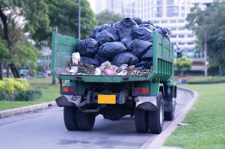 垃圾卡车经营收藏金属塑料机器人工作卫生司机工人衣领高清图片