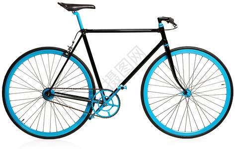 白色的时尚蓝色自行车赛车运输车轮座位杠杆踏板曲柄框架车辆运动背景图片
