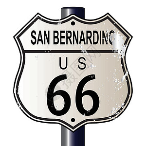 路迪欧路66号公路标志黑色插图交通白色街道城市路线绘画插画