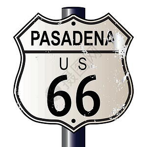 帕萨迪纳66号路黑色插图绘画街道城市交通路线白色插画