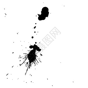 有小滴和大滴的黑球墨水墨迹艺术斑点飞溅插图印迹液体白色背景图片
