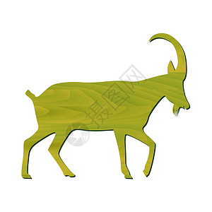山羊年新年绿色十二生肖农历木头插图背景图片