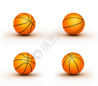 四个单独孤立的篮球蛋白插图背景图片