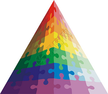 三角形的拼图拼图形状 彩色彩虹背景图片