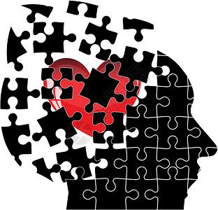 Jigsaw 谜题头人的心脏碎成碎片 矢量插画