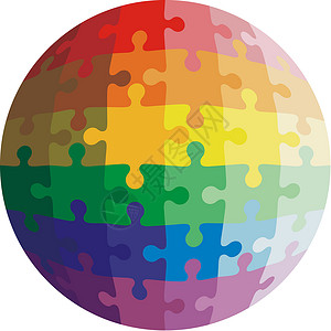 球的拼图形状 彩色彩虹 矢量误差设计图片