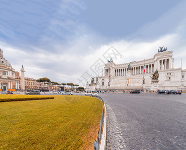 意大利罗马 维特附近的维克多埃马纽埃尔二世的马术纪念碑白色祭坛纪念馆大理石建筑学广场城市祖国地标正方形背景