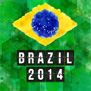 巴西 2014 年足球海报 六边形背景 矢量病原体国家模拟卡片横幅柜台刻字游戏锦标赛旗帜插图背景图片